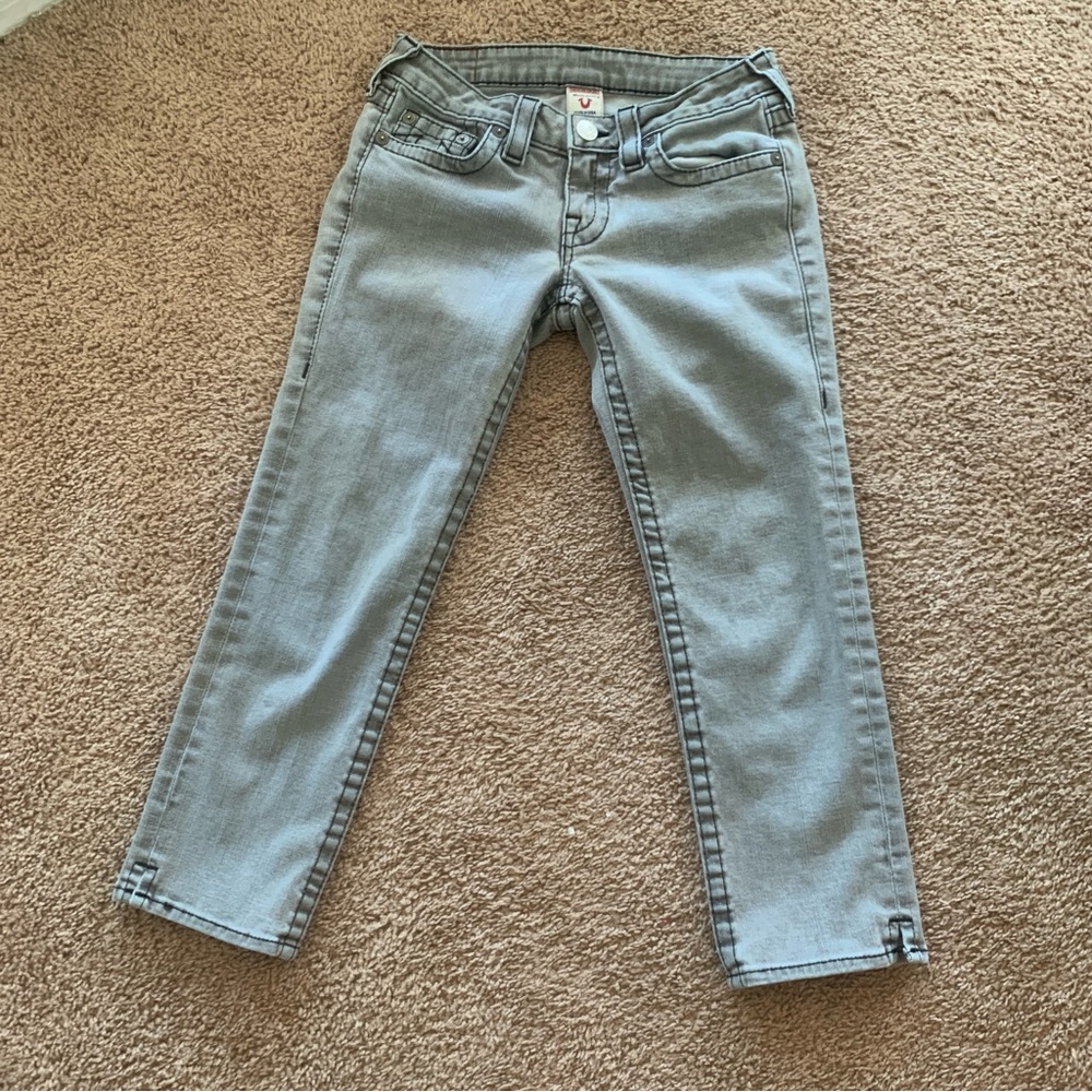 True Religion Gray Denim Capri Pants Size 27